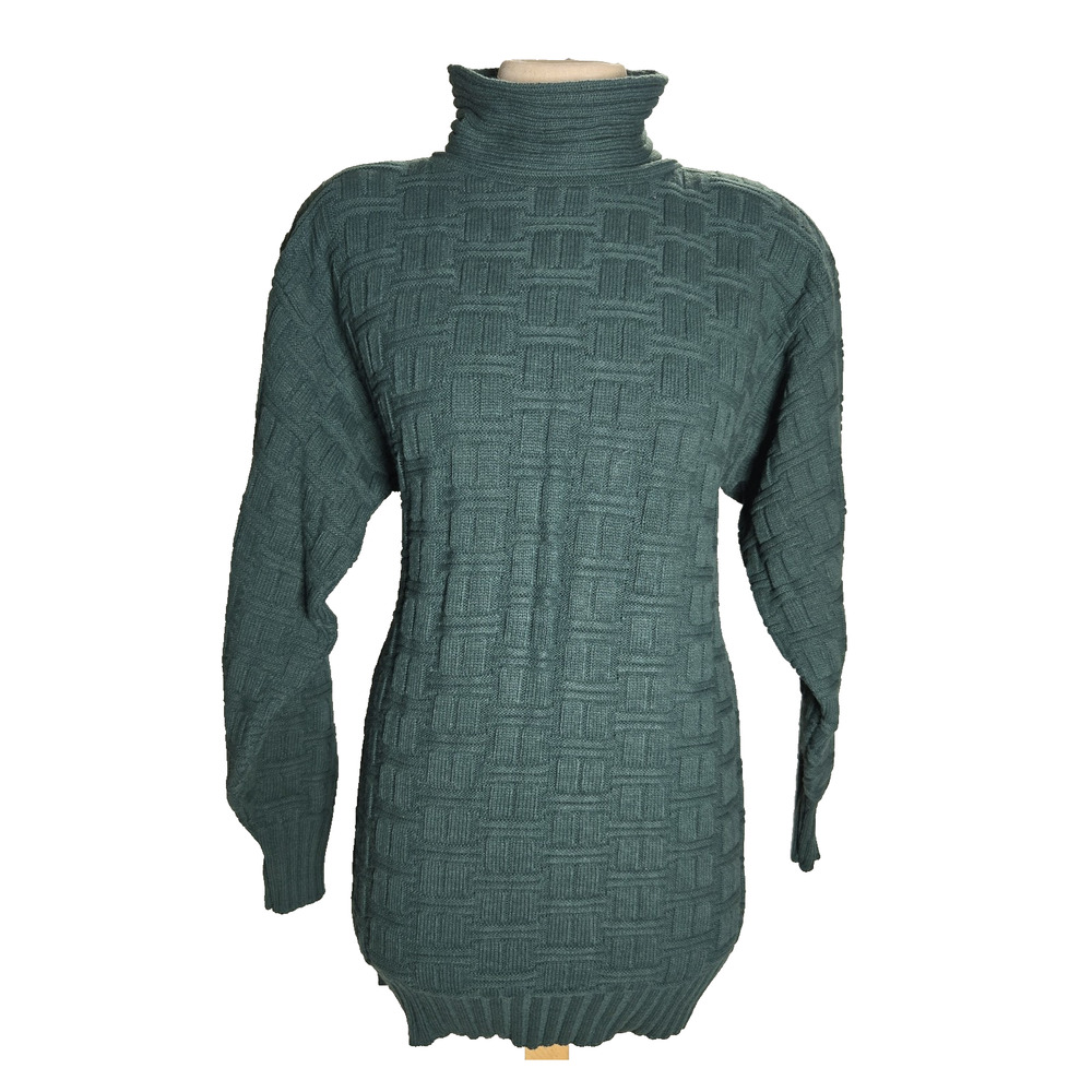 Courtney Rhodes Sweater Vintage Size Small Wool Blend Basket Weave‎ Knit Green